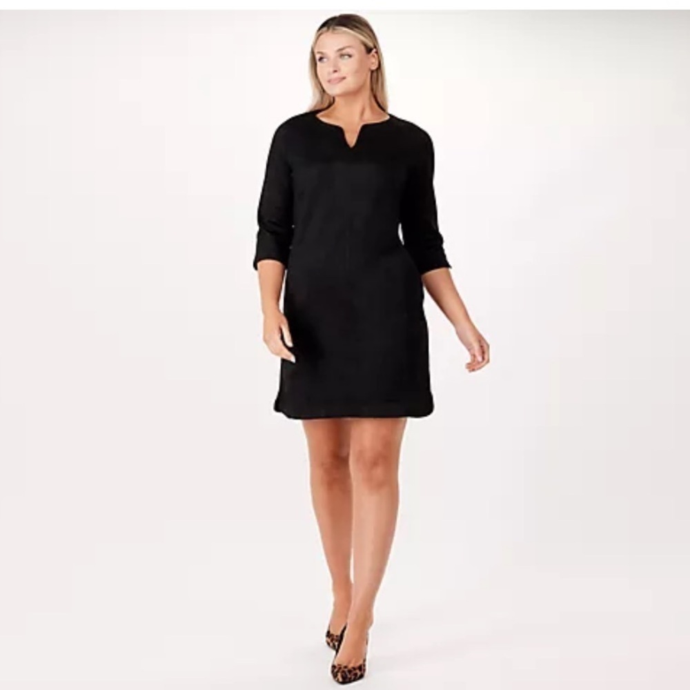 Isaac Mizrahi Live! Faux Suede W/ Pockets Dress Pitch Black, like new!